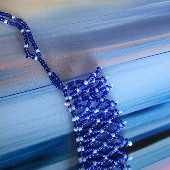 Elegant Blue Beaded Necklace - Picture 5 of 5